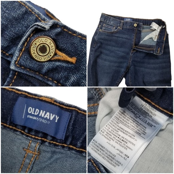 Old Navy Straight Blue Jeans Built-In Flex Sz 14 Husky Adjustable Waist L28.5 - Picture 3 of 12